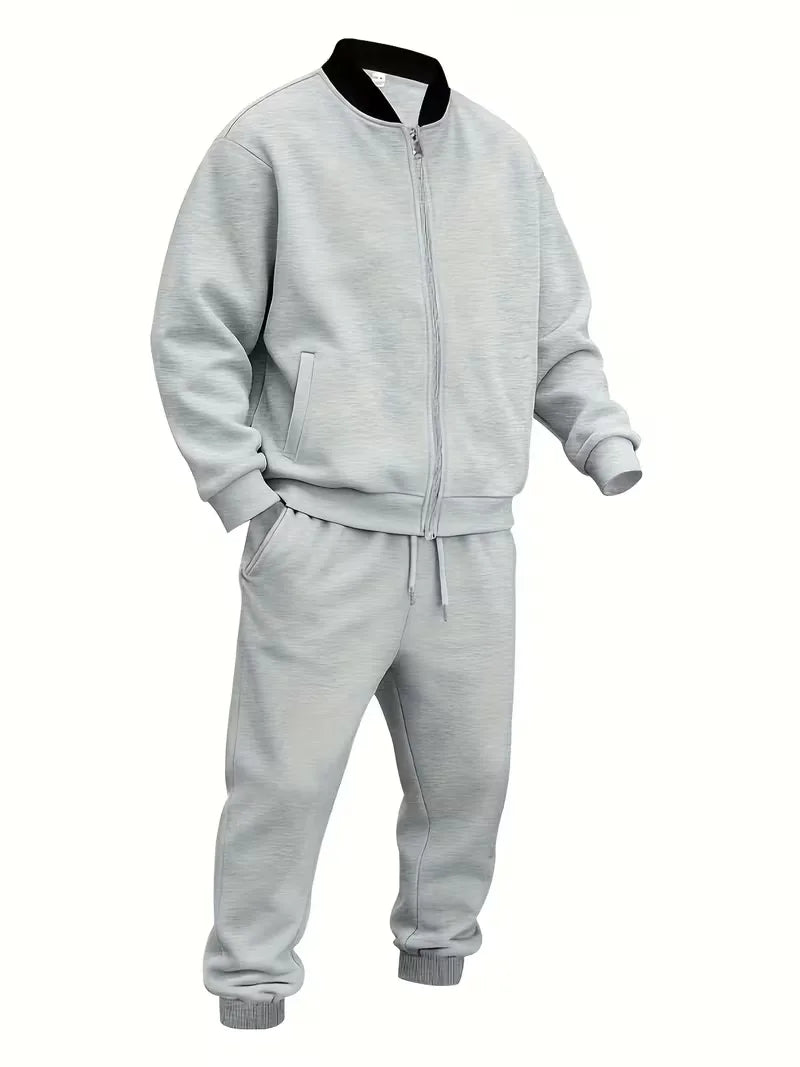Herren Freizeit-Set Jacke mit Reißverschluss und Hose Regular Fit