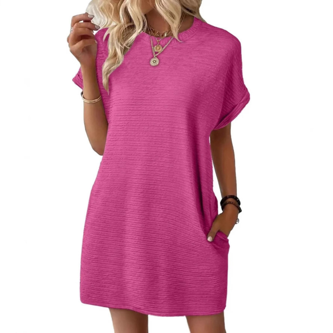 Damen T-Shirt Kleid Relaxed Fit Freizeit mit Taschen