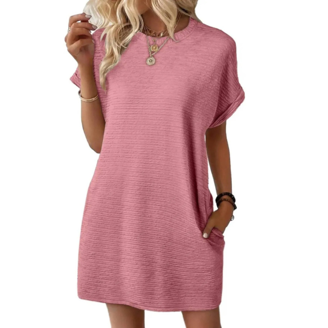 Damen T-Shirt Kleid Relaxed Fit Freizeit mit Taschen