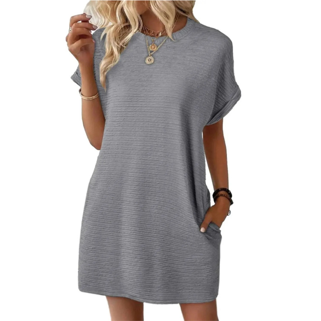 Damen T-Shirt Kleid Relaxed Fit Freizeit mit Taschen