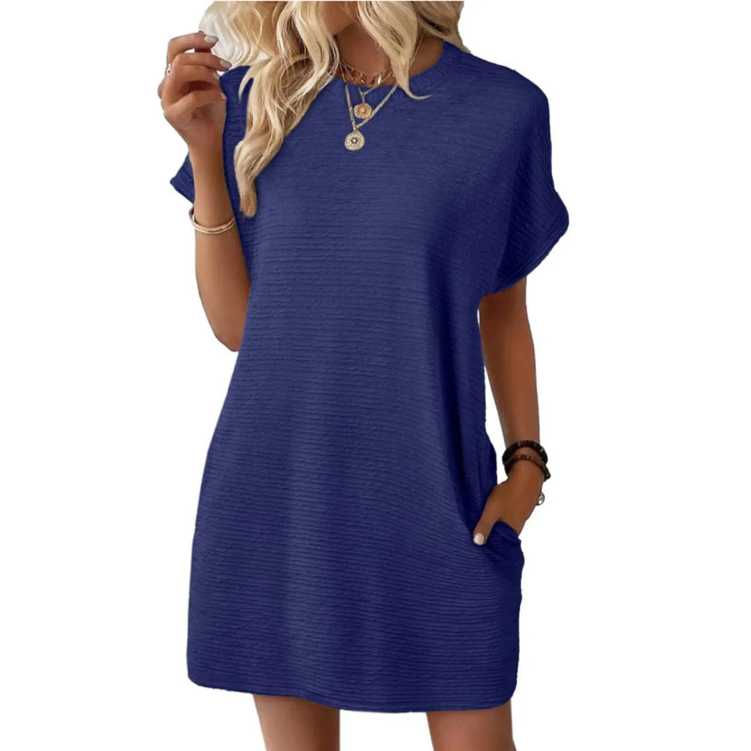 Damen T-Shirt Kleid Relaxed Fit Freizeit mit Taschen