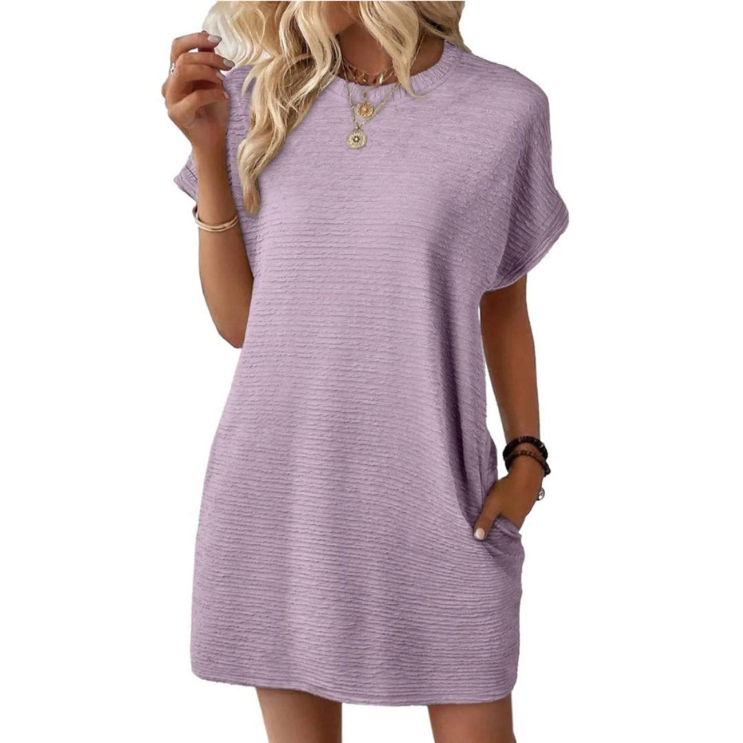 Damen T-Shirt Kleid Relaxed Fit Freizeit mit Taschen