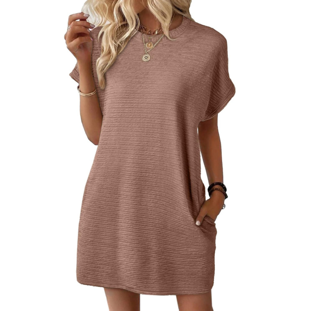Damen T-Shirt Kleid Relaxed Fit Freizeit mit Taschen