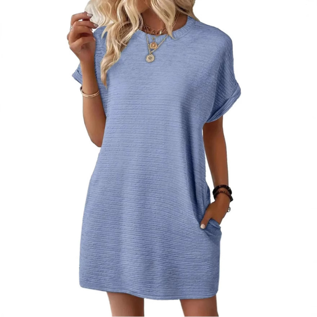 Damen T-Shirt Kleid Relaxed Fit Freizeit mit Taschen