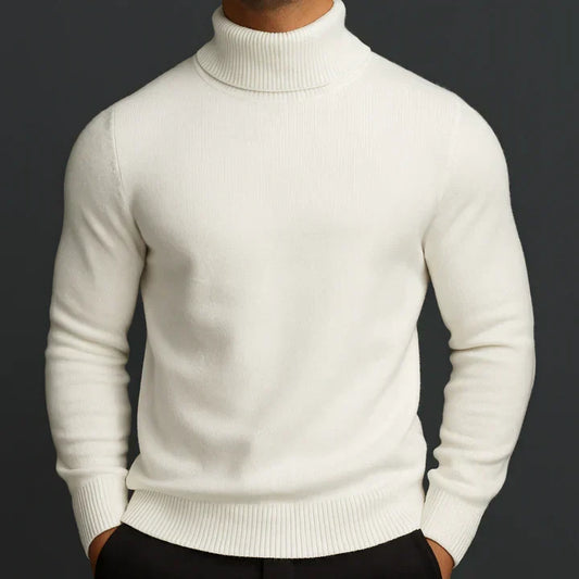 Herren Rollkragenpullover mit Flachstrick