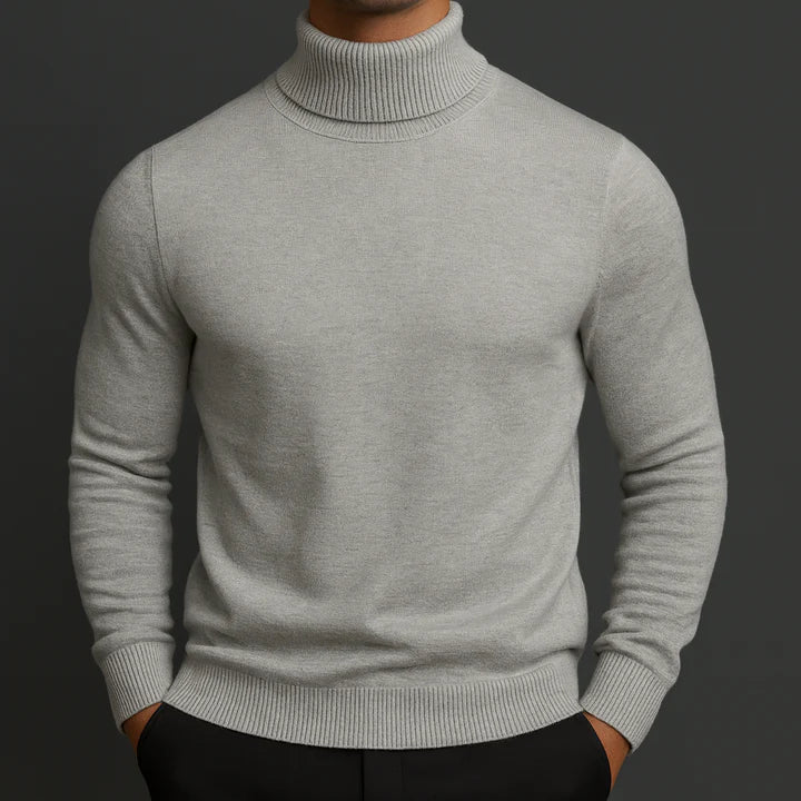 Herren Rollkragenpullover mit Flachstrick