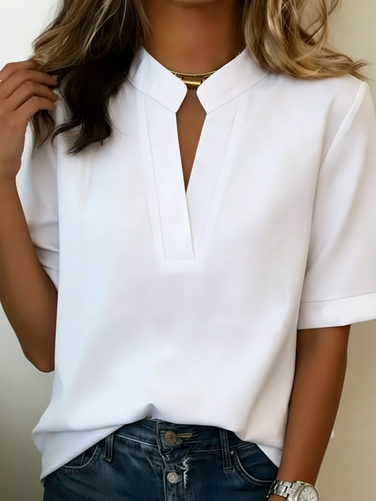 Damen Bluse mit V-Ausschnitt | Vielseitiges Modell für Alltag und Freizeit