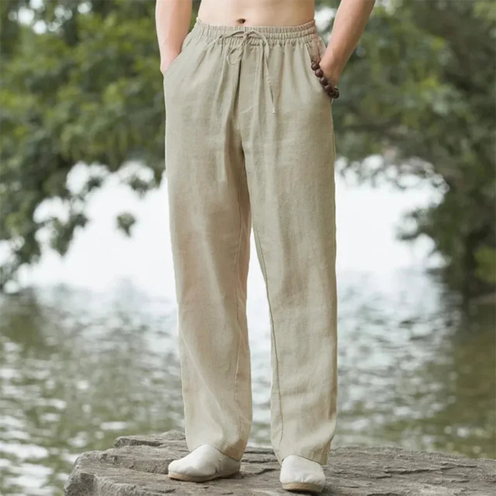 Herren-Leinen Strandhose mit Kordelzug | Bequeme Sommermode für Freizeit und Urlaub
