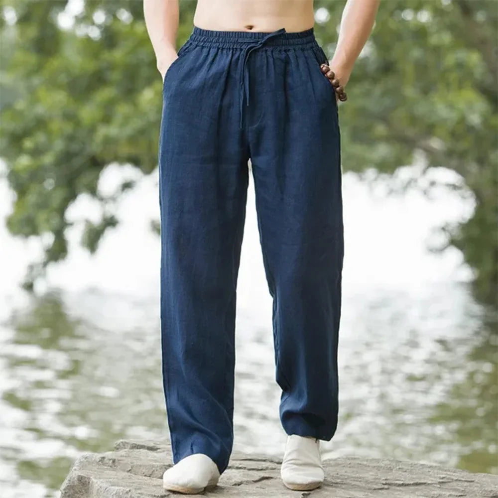 Herren-Leinen Strandhose mit Kordelzug | Bequeme Sommermode für Freizeit und Urlaub