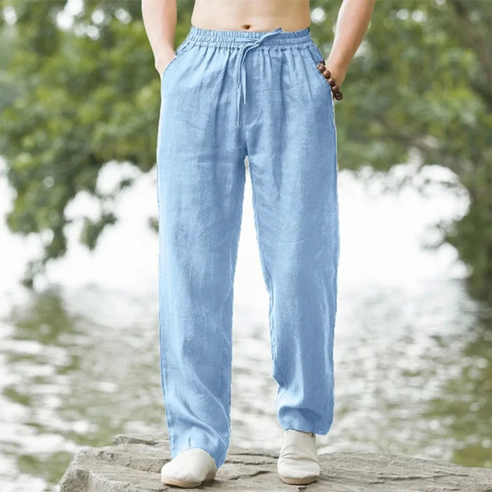 Herren-Leinen Strandhose mit Kordelzug | Bequeme Sommermode für Freizeit und Urlaub