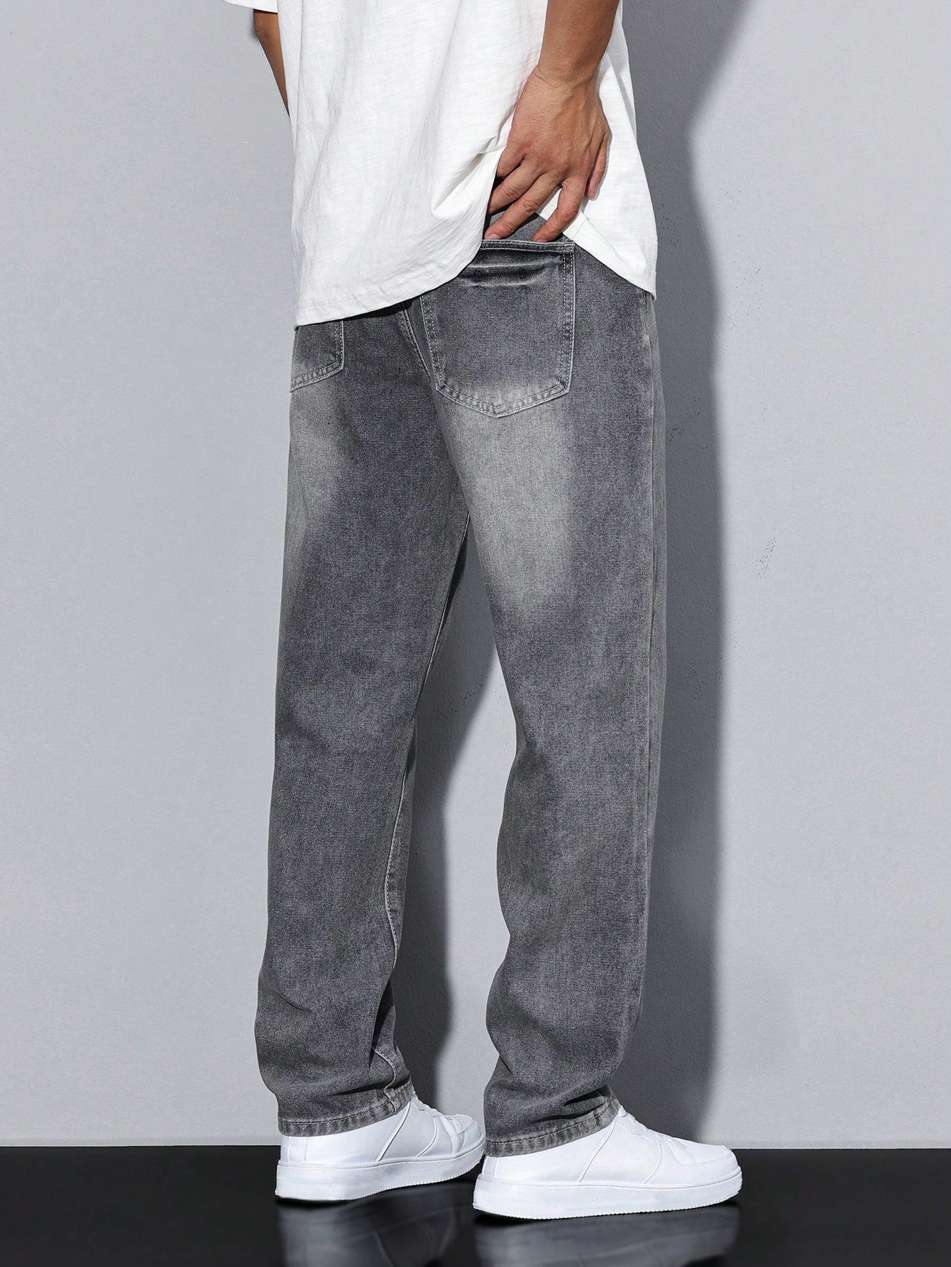 Jeans Herren Lockerer Schnitt Freizeit Gerade Passform