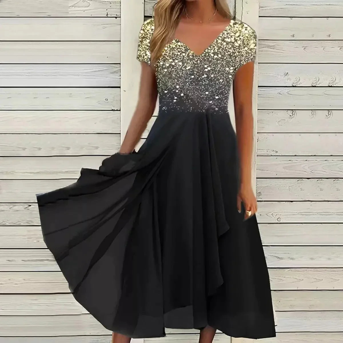 Damen Abendkleid Taillenbetont mit Schwingendem Rockteil Elegant