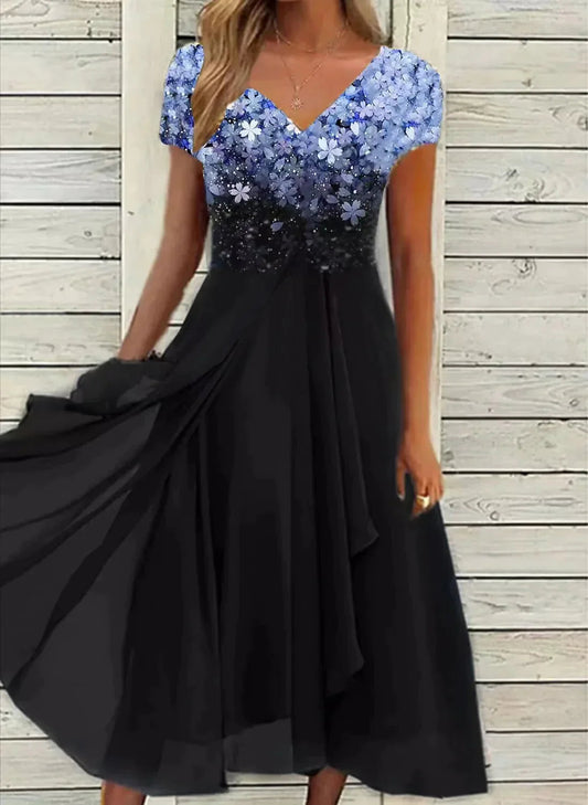 Damen Abendkleid Taillenbetont mit Schwingendem Rockteil Elegant