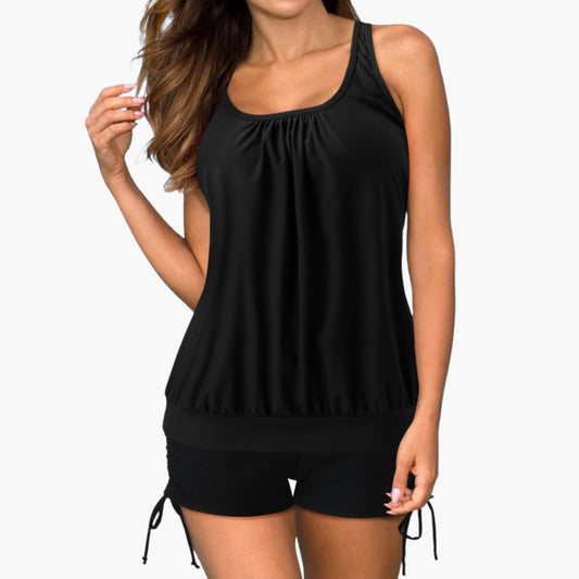 Damen Tankini Set mit Tropischem Print und Verstellbaren Trägern für Sommer