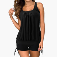 Damen Tankini Set mit Tropischem Print und Verstellbaren Trägern für Sommer