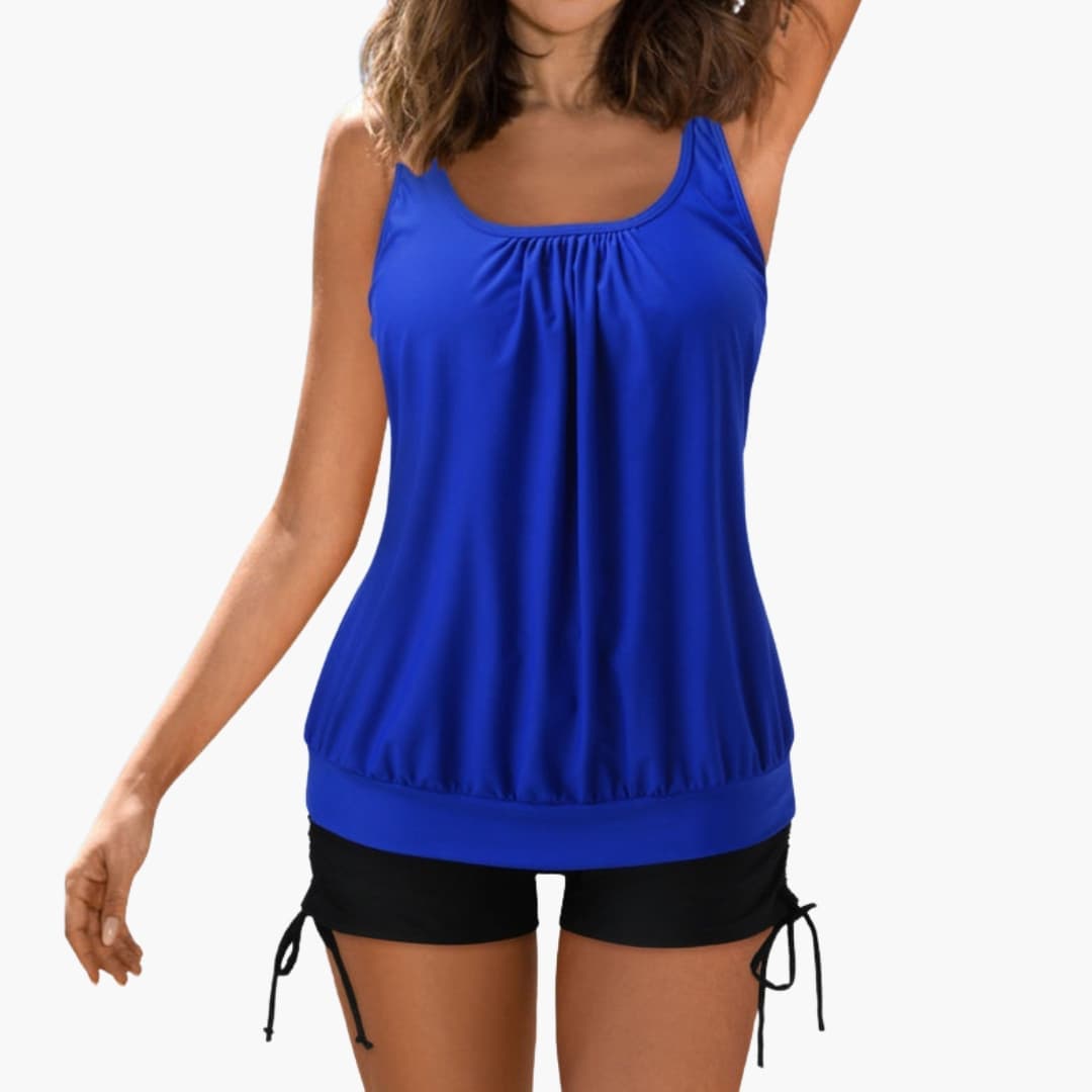Damen Tankini Set mit Tropischem Print und Verstellbaren Trägern für Sommer