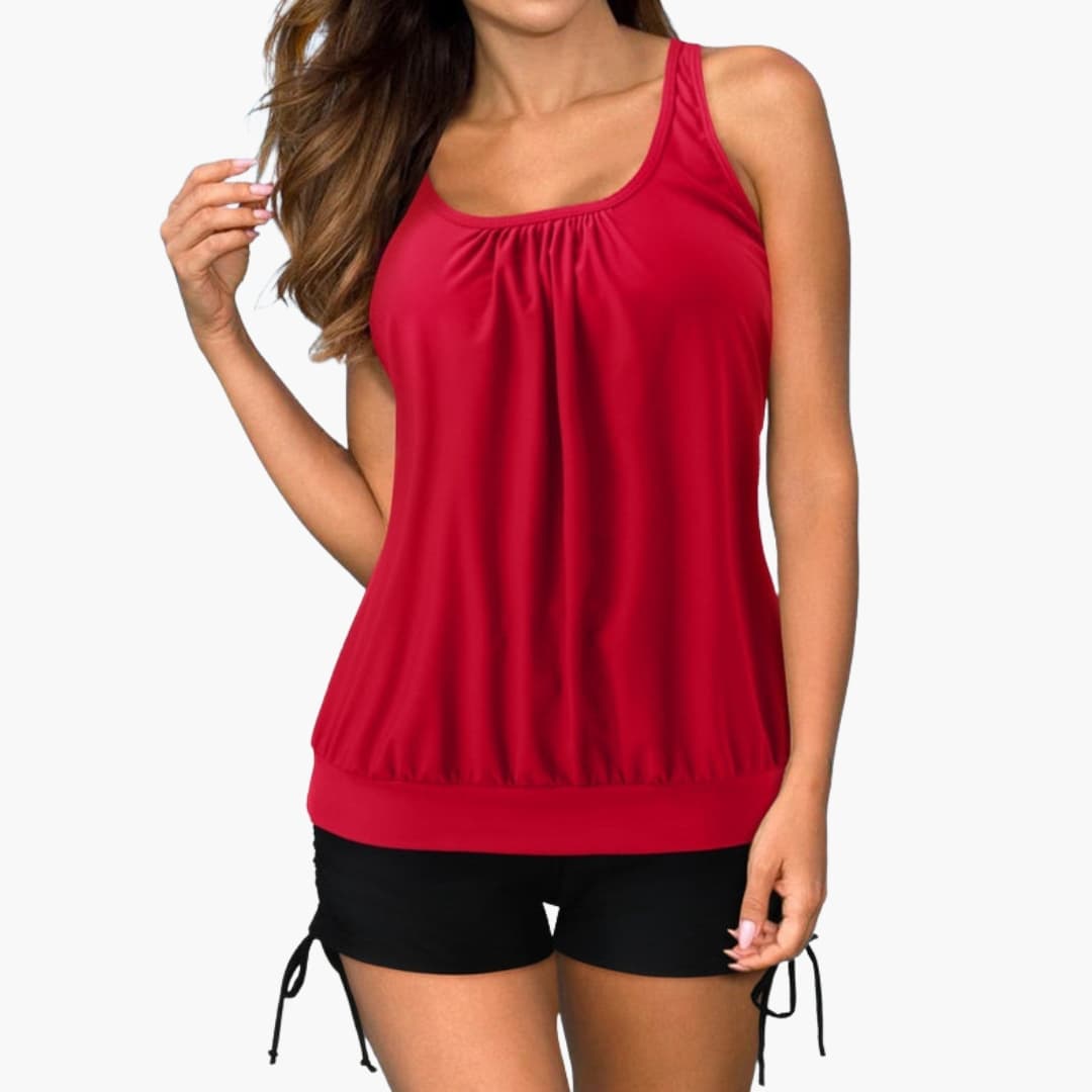 Damen Tankini Set mit Tropischem Print und Verstellbaren Trägern für Sommer