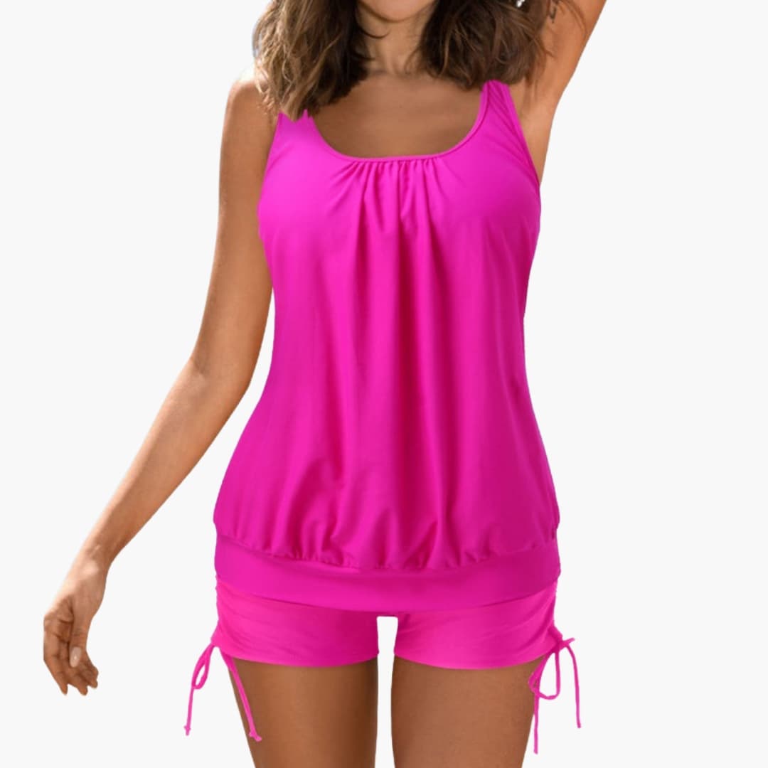 Damen Tankini Set mit Tropischem Print und Verstellbaren Trägern für Sommer