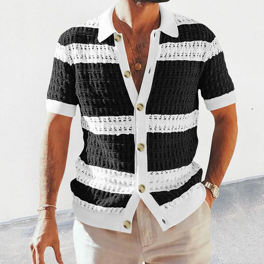 Strickhemd Herren Luftiges Häkel-Design für Frühling & Sommer Stylisches Kurzarmhemd