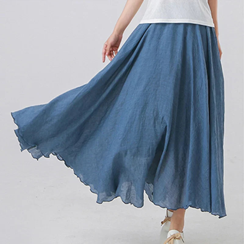 Damen Maxi Rock Plissee Freizeit Sommer