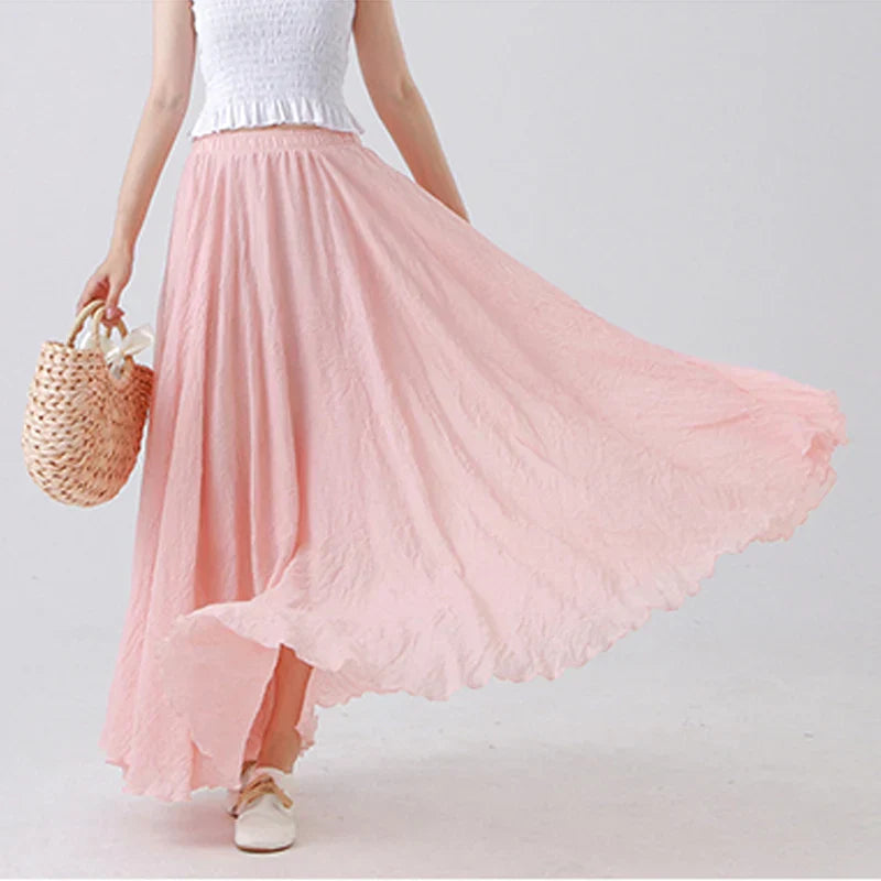 Damen Maxi Rock Plissee Freizeit Sommer