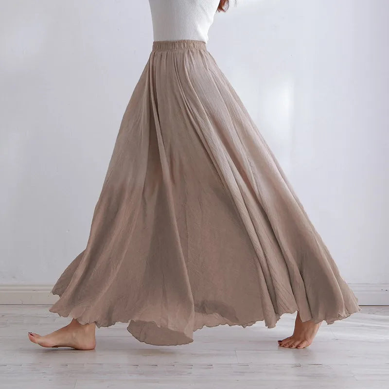 Damen Maxi Rock Plissee Freizeit Sommer