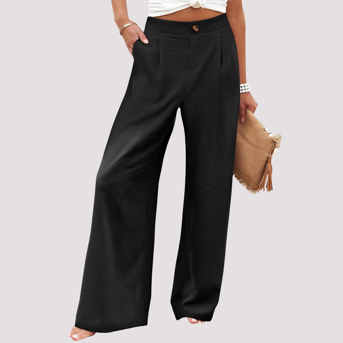 Damenhose Weites Bein High Waist Relaxed Fit Casual