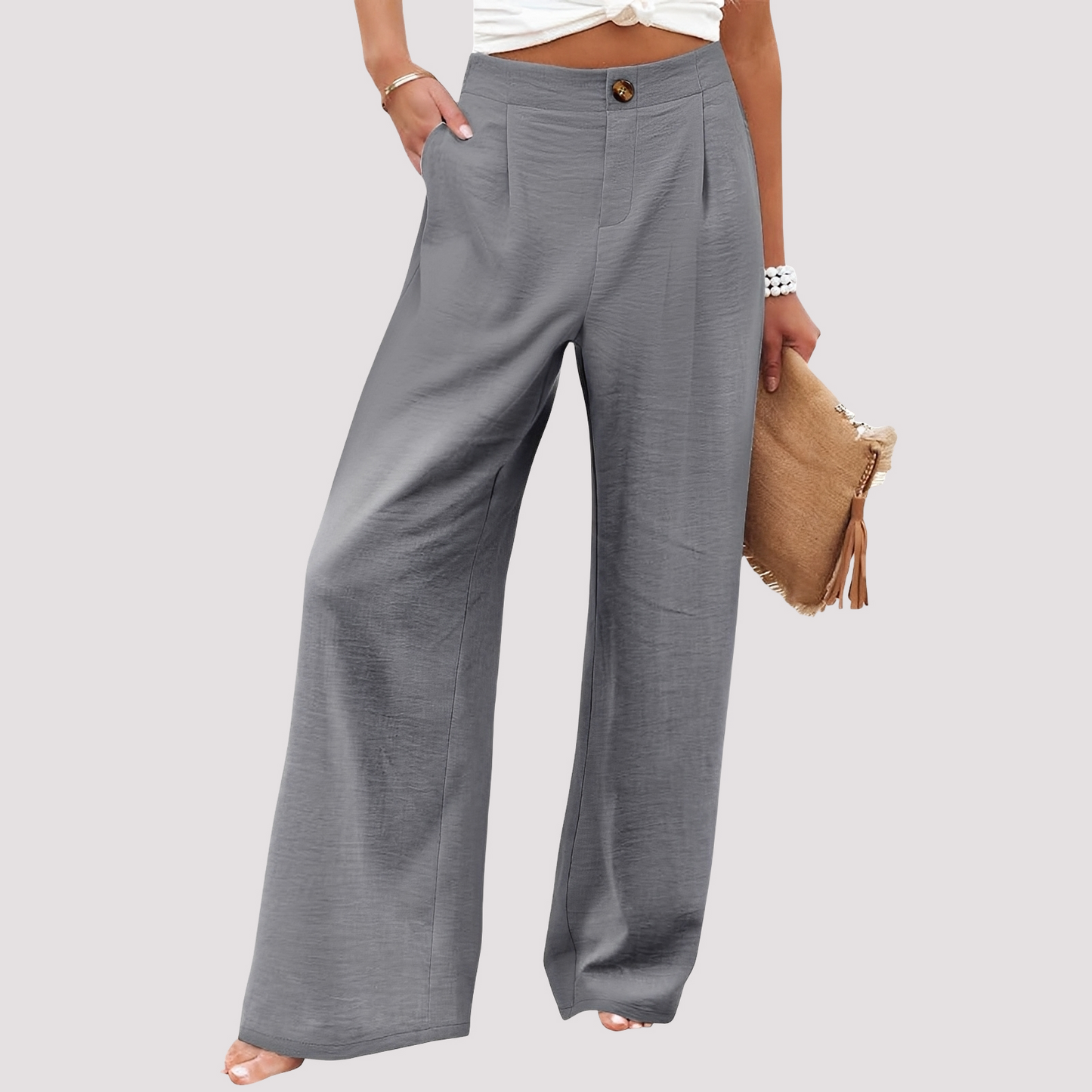 Damenhose Weites Bein High Waist Relaxed Fit Casual