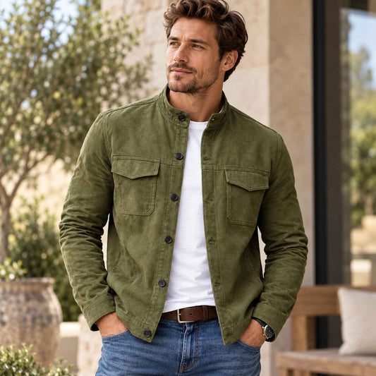Jacke Herren Regular Fit Freizeit mit Stehkragen und Brusttaschen