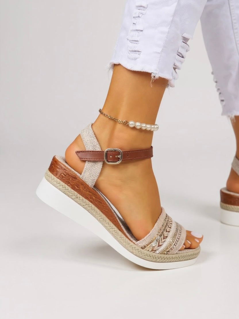Mila | Beaded Wedge Sandals