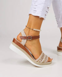 Mila | Beaded Wedge Sandals