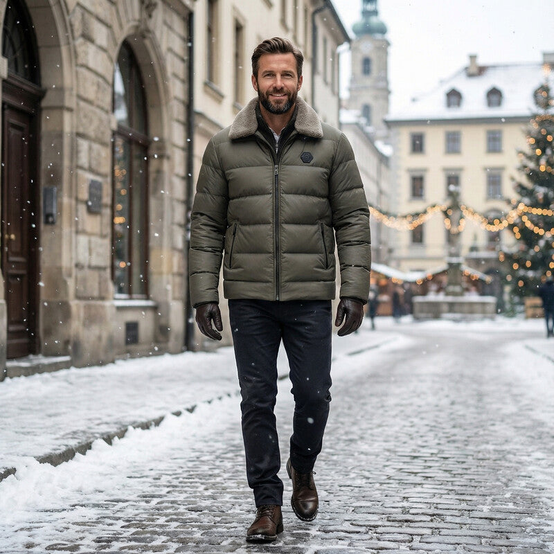 Herren Jacke mit gefüttertem Kragen und leichter Steppung