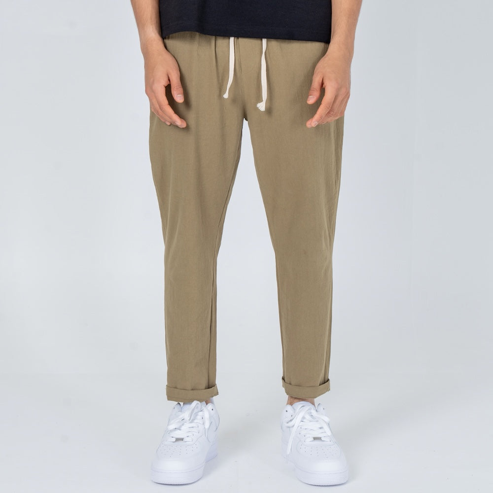 Leichte Stoff Komforthose mit Elastischem Bund | Atmungsaktive Unisex-Hose für Sommer