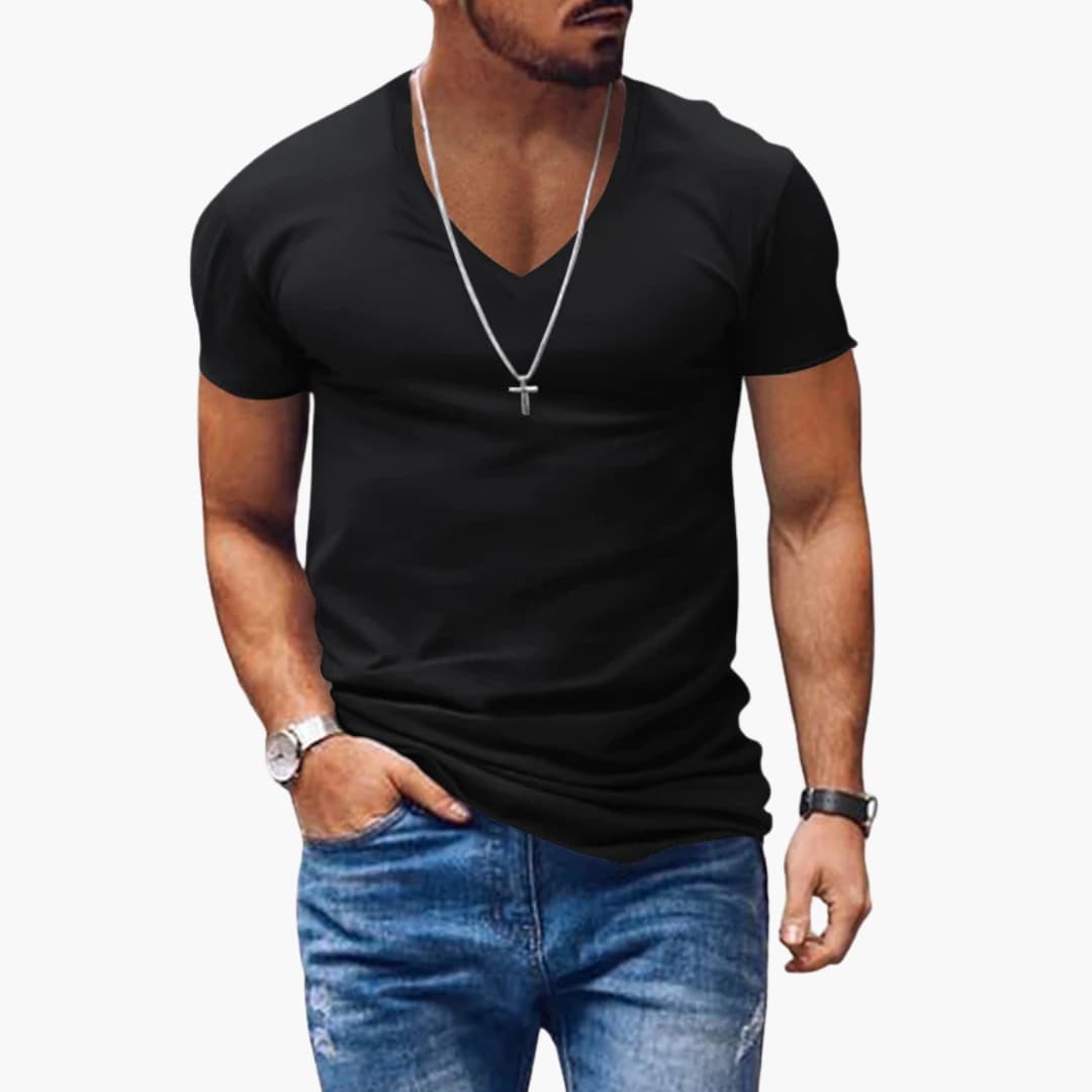 Klassisches Herren T-Shirt Regular Fit Freizeit V-Ausschnitt