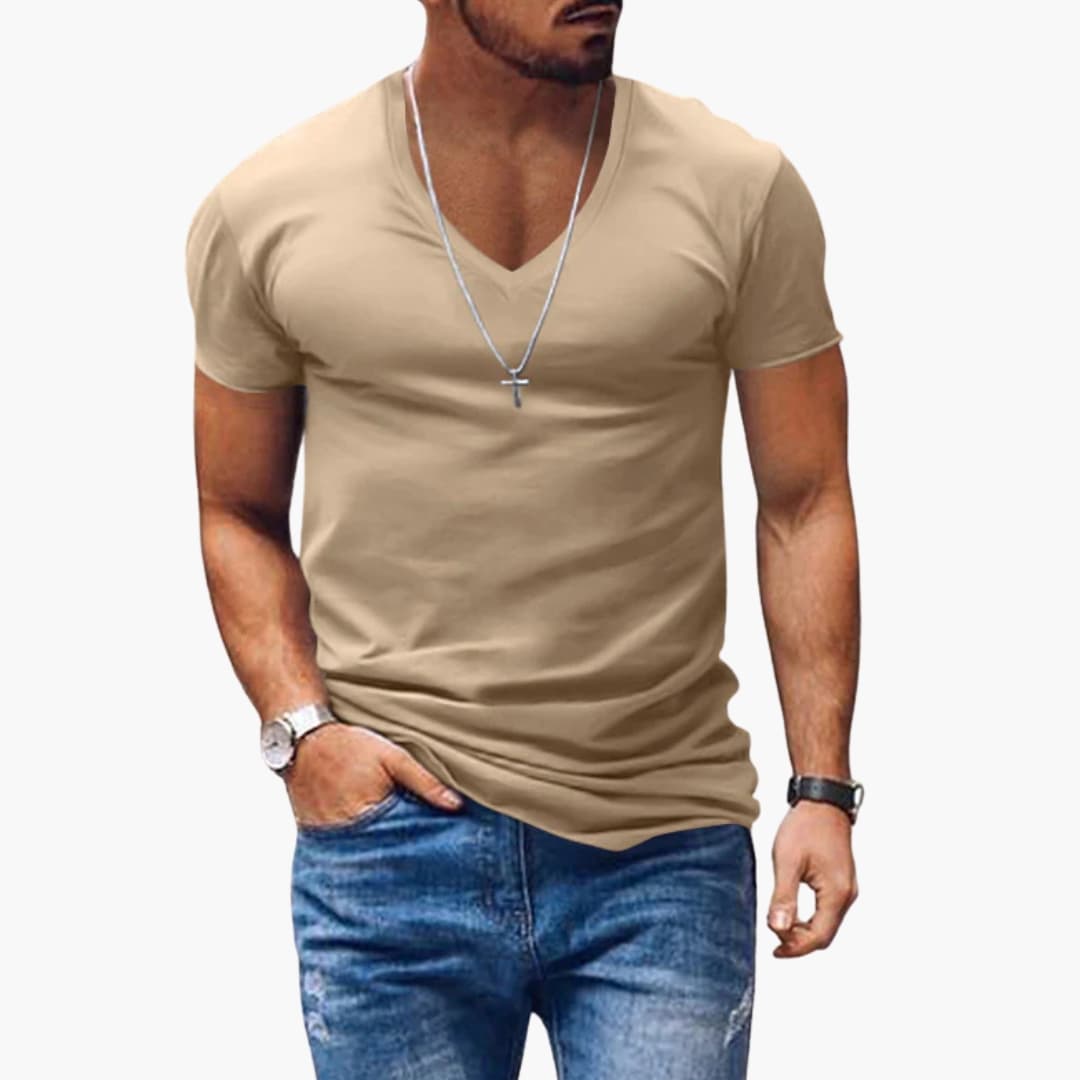 Klassisches Herren T-Shirt Regular Fit Freizeit V-Ausschnitt