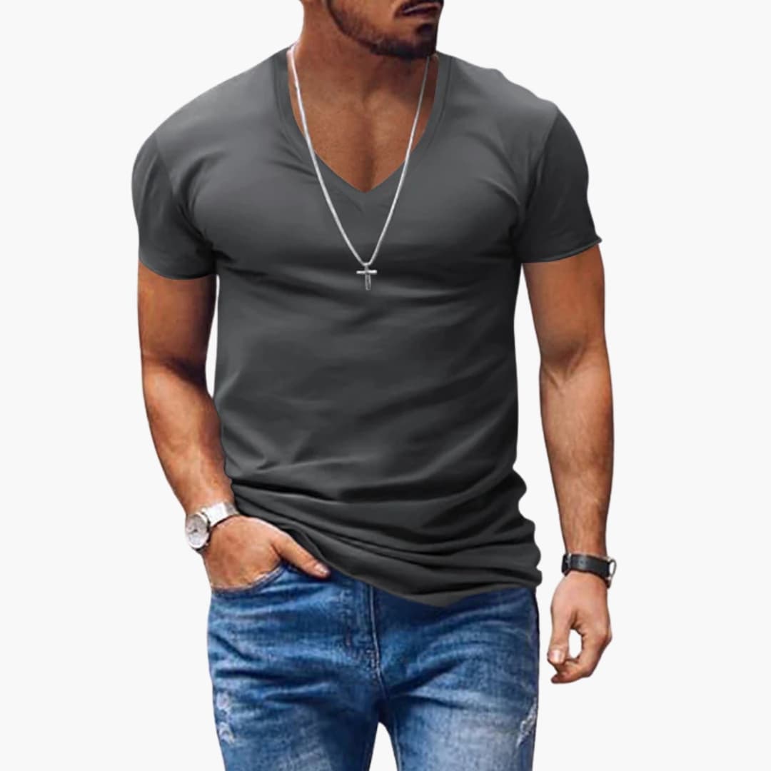Klassisches Herren T-Shirt Regular Fit Freizeit V-Ausschnitt