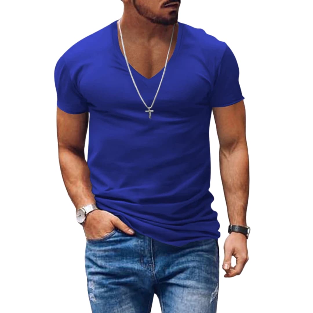 Klassisches Herren T-Shirt Regular Fit Freizeit V-Ausschnitt