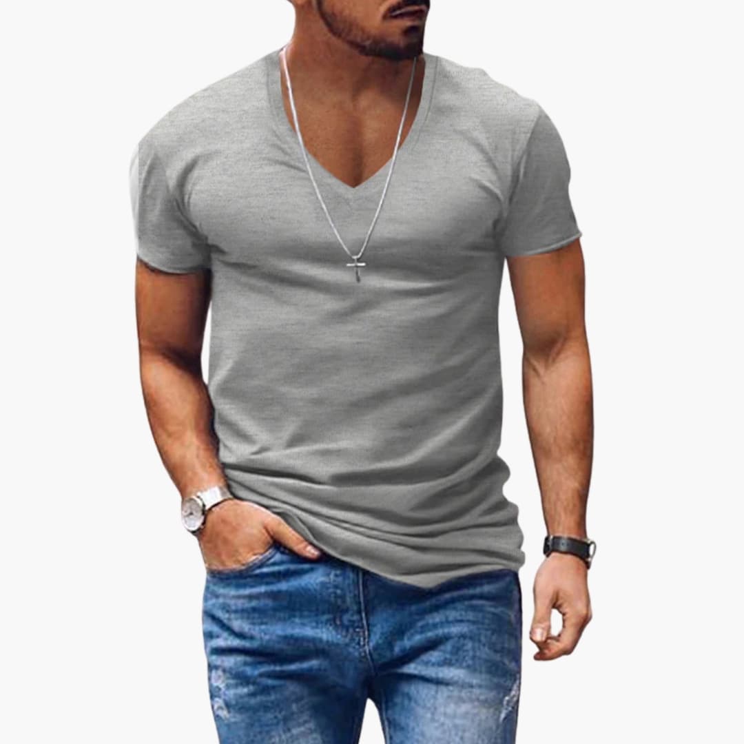 Klassisches Herren T-Shirt Regular Fit Freizeit V-Ausschnitt