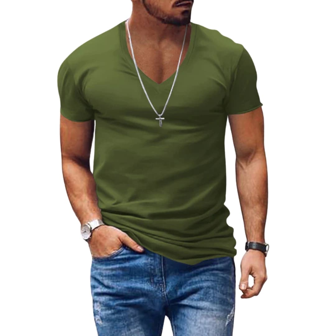 Klassisches Herren T-Shirt Regular Fit Freizeit V-Ausschnitt