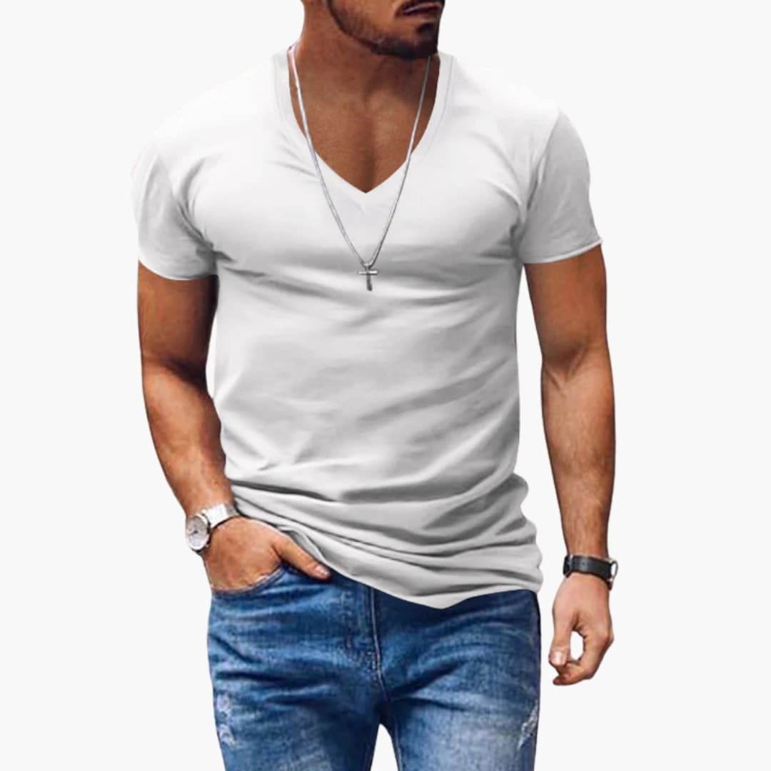 Klassisches Herren T-Shirt Regular Fit Freizeit V-Ausschnitt