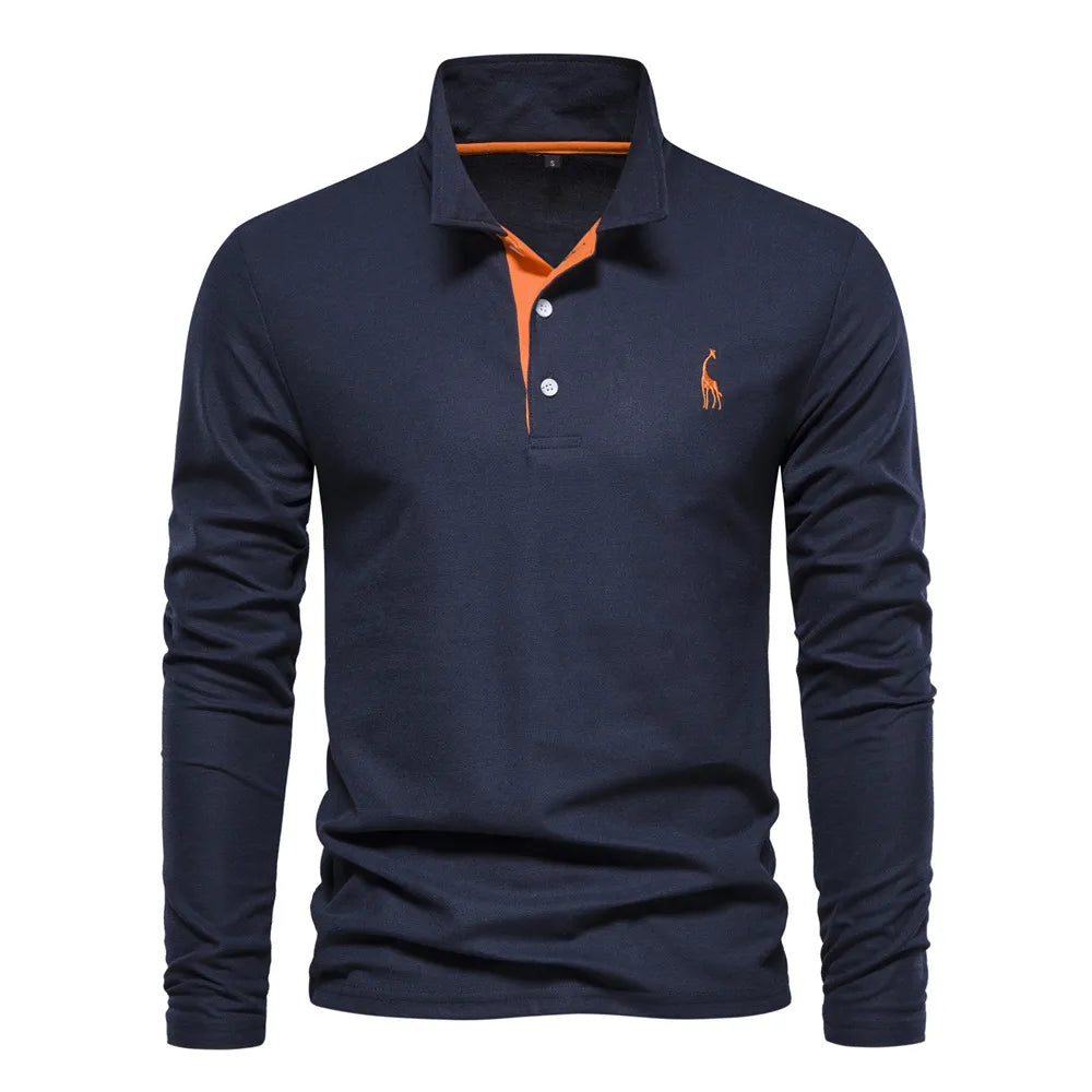 Poloshirt Herren | Langärmlig mit Strukturierter Knopfleiste