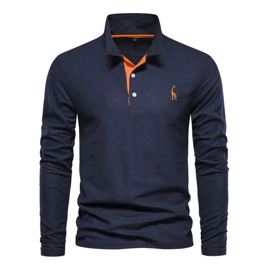 Poloshirt Herren | Langärmlig mit Strukturierter Knopfleiste