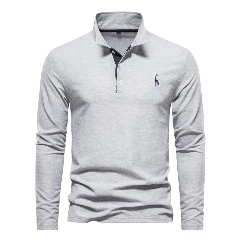 Poloshirt Herren | Langärmlig mit Strukturierter Knopfleiste