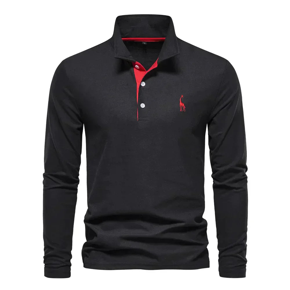 Poloshirt Herren | Langärmlig mit Strukturierter Knopfleiste