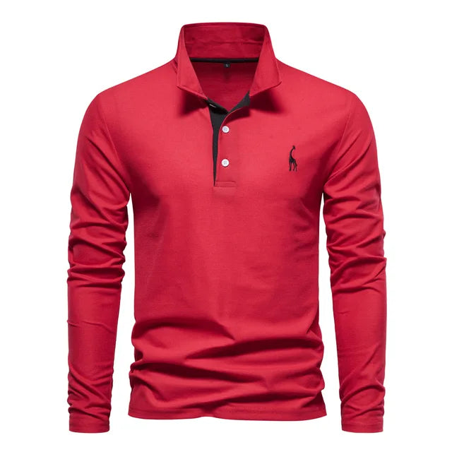 Poloshirt Herren | Langärmlig mit Strukturierter Knopfleiste