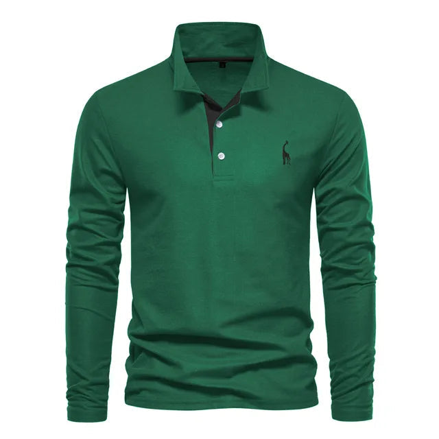 Poloshirt Herren | Langärmlig mit Strukturierter Knopfleiste