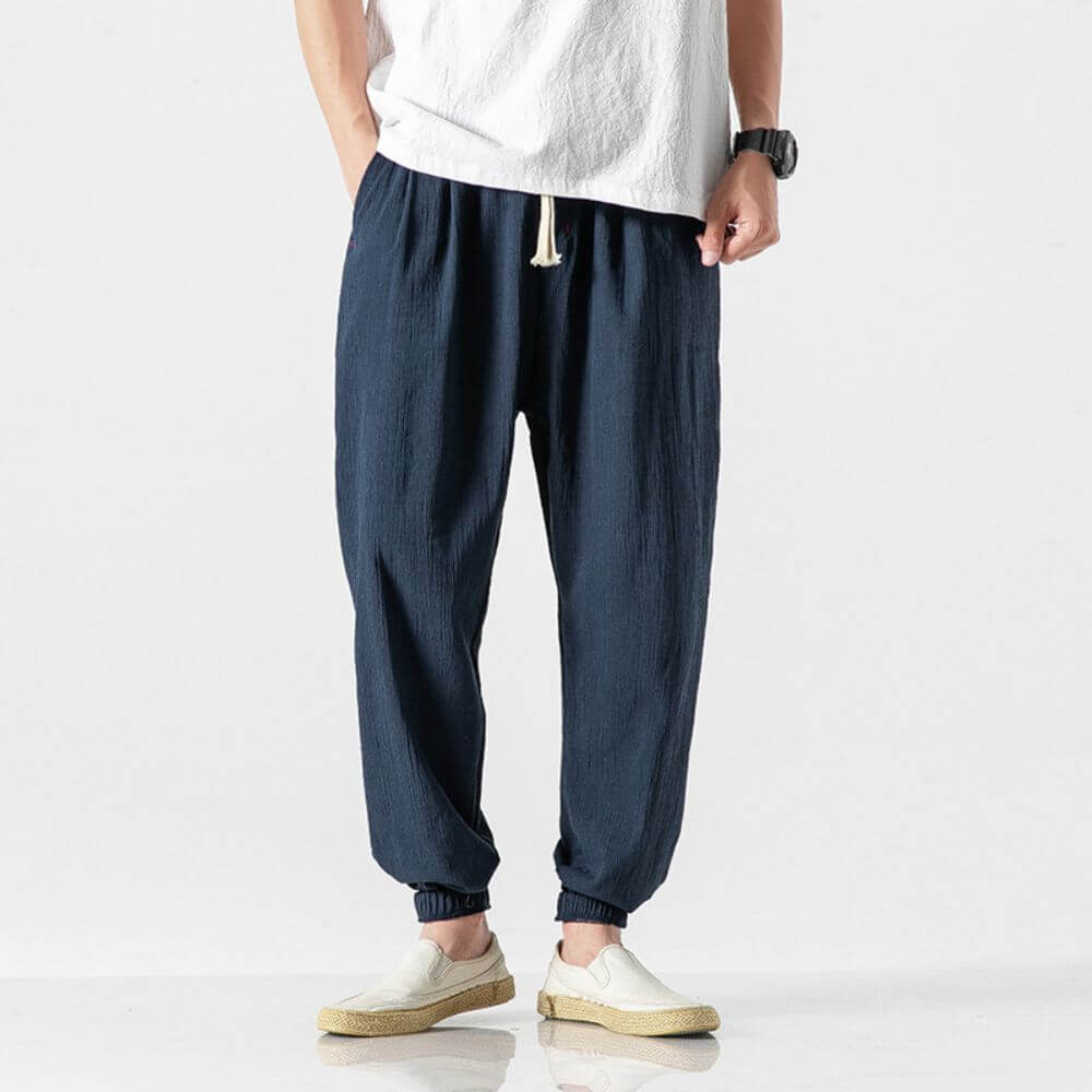 Stoffhose | Japanische Unisex-Hose mit Elastischem Bund