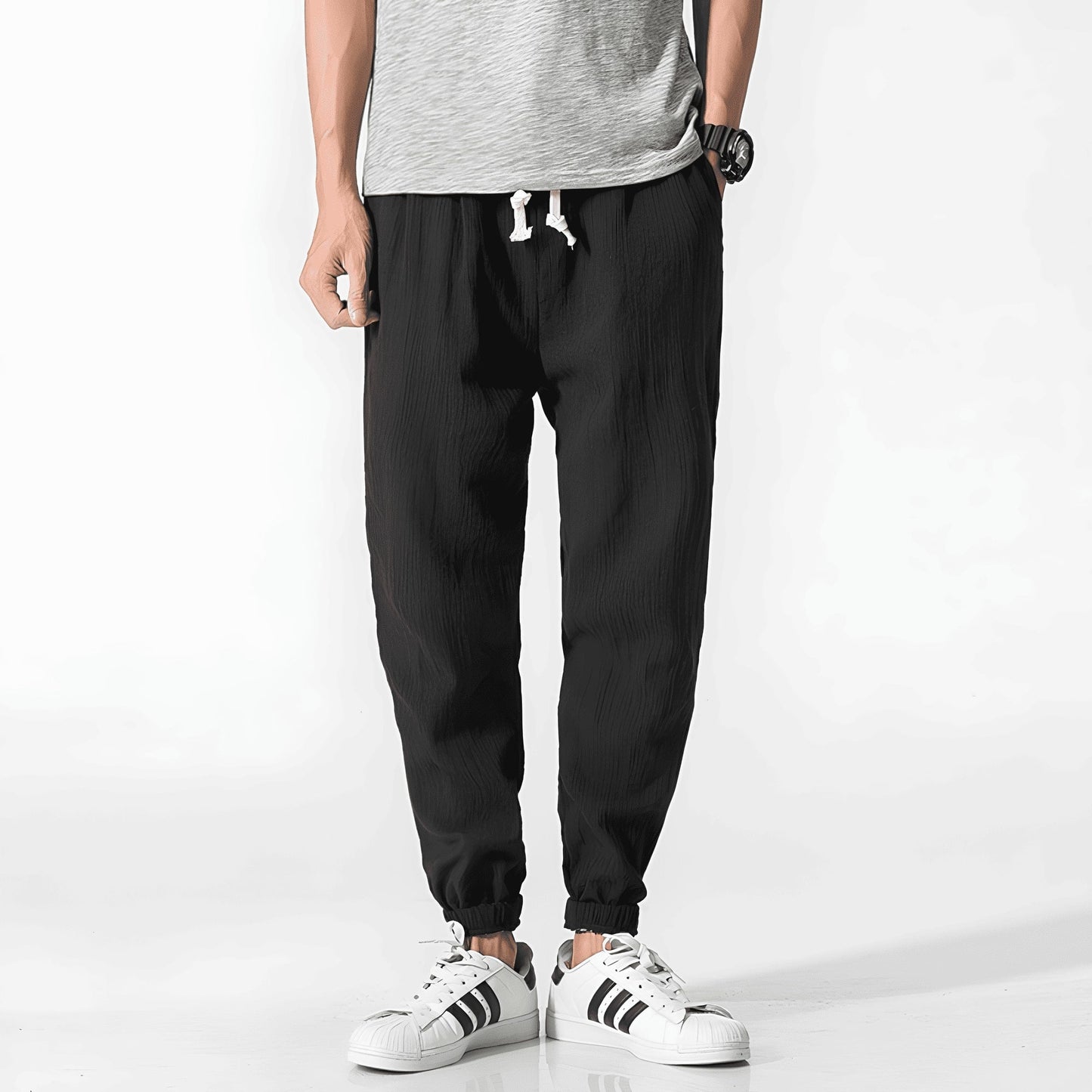 Stoffhose | Japanische Unisex-Hose mit Elastischem Bund