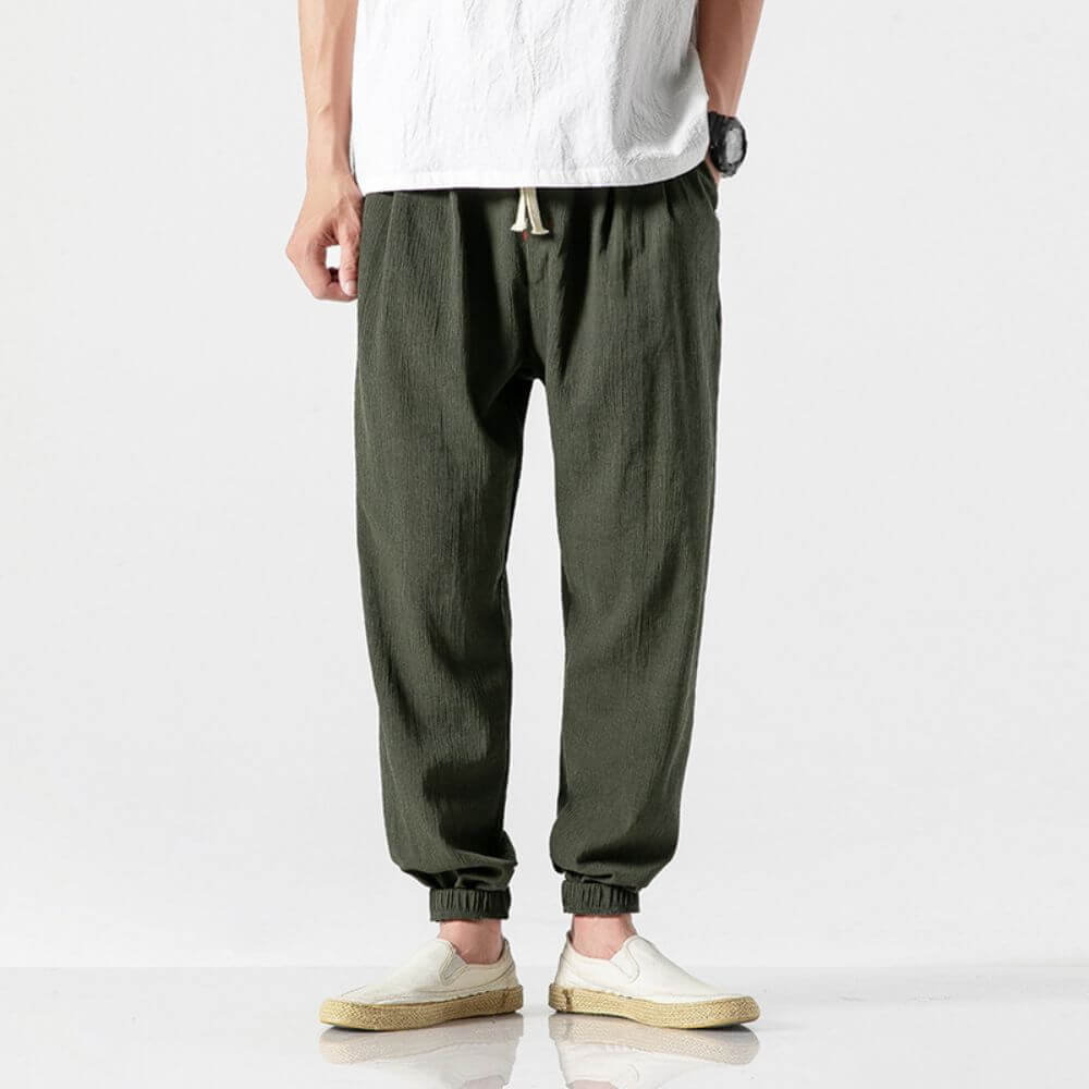 Stoffhose Komfort | Japanische Unisex-Hose mit Elastischem Bund