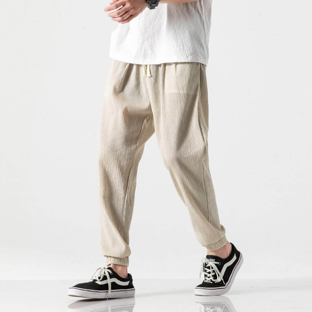 Stoffhose Komfort | Japanische Unisex-Hose mit Elastischem Bund